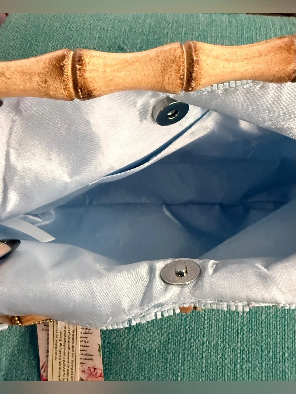 NWT VIRAL BEADED CLOUD CLUTCH HANDBAG, BABY BLUE